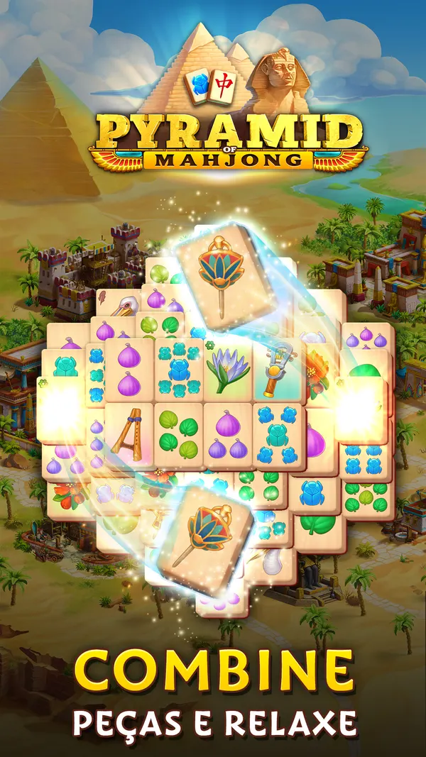 Primeira captura vertical de Pyramid of Mahjong: Tile Match, da G5